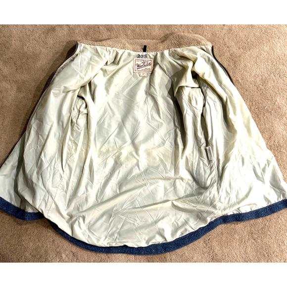 Vintage Woolrich Sherpa Jacket Womens Zip up Tan Blue Snowflakes Size M USA - Picture 4 of 8